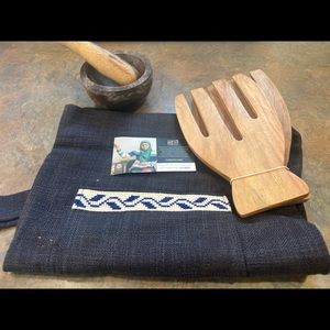 Apron, Mortar and Pestle, and Salad Tong Gift Set